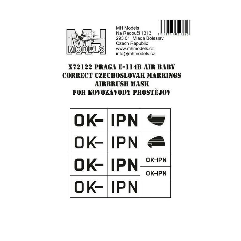 1:72 Praga E-114B Air Baby correct Czechoslovak markings airbrush mask /KVP