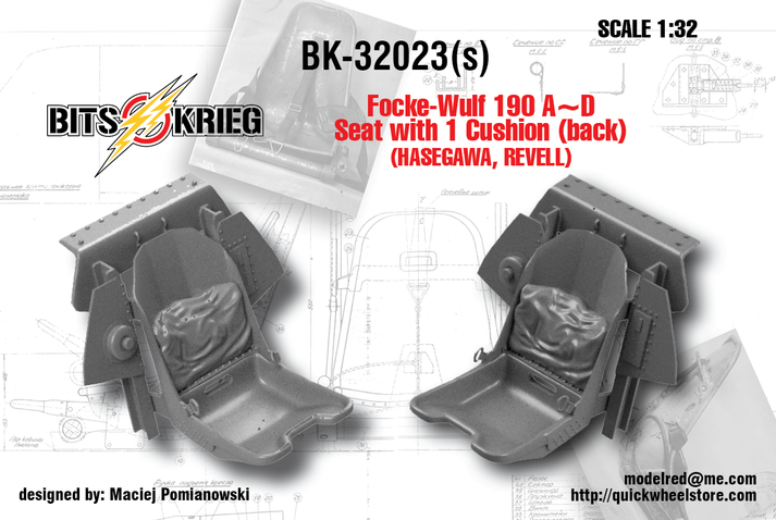 1:32 Focke-Wulf 190 A~D Seat with Back Cushion (Hasegawa, Revell)