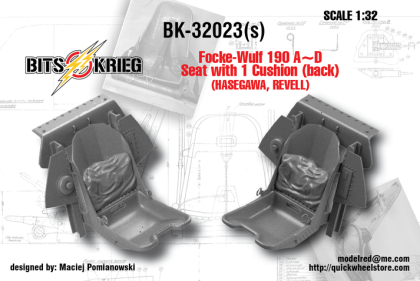 1:32 Focke-Wulf 190 A~D Seat with Back Cushion (Hasegawa, Revell)