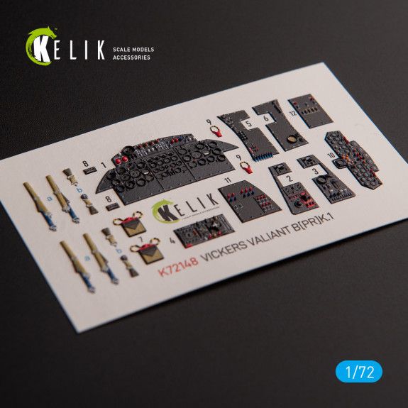 1:72 Vickers Valiant B(PR)K.1 front cockpit - interior 3D decals for Airfix ki