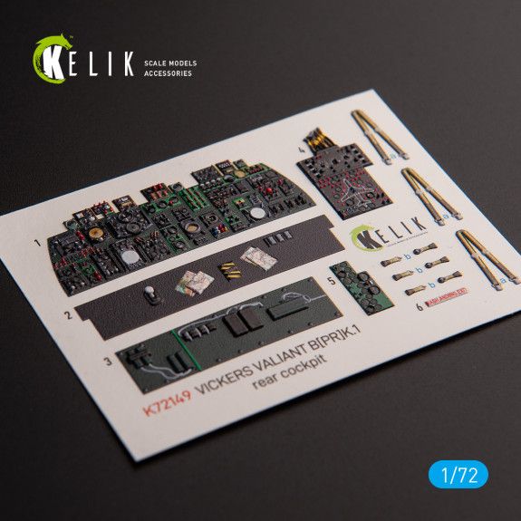 1:72 Vickers Valiant B(PR)K.1 rear cockpit - interior 3D decals for Airfix kit