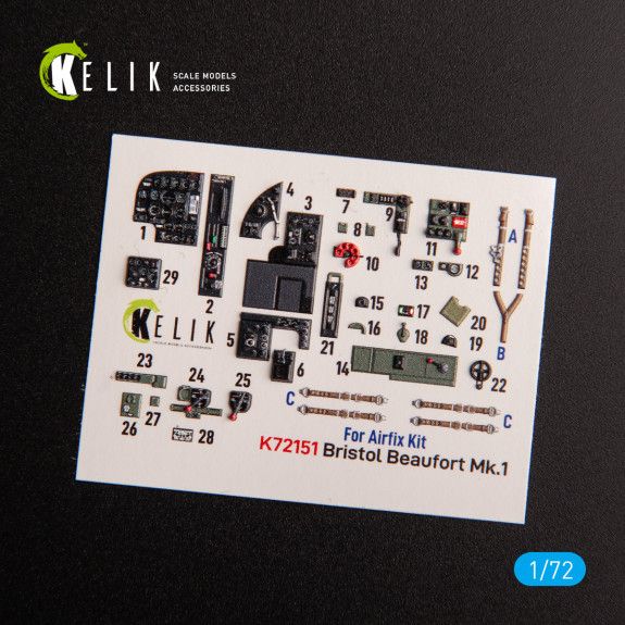 1:72 Bristol Beaufort Mk.1 - interior 3D decals for Airfix kit