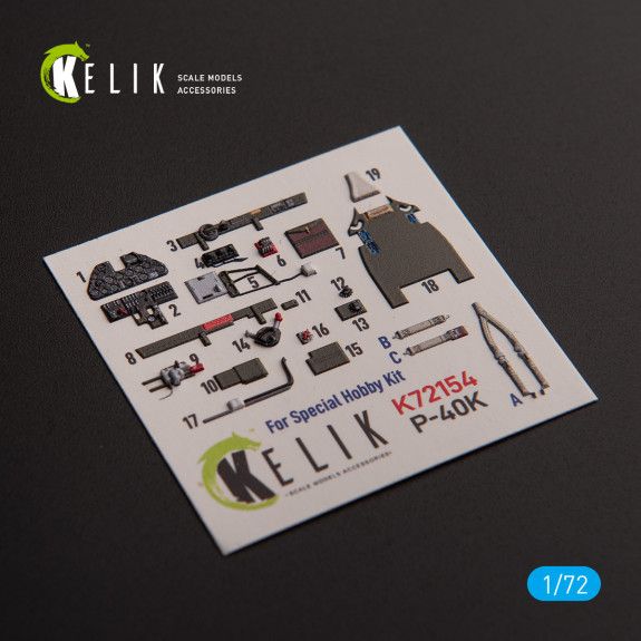 1:72 P-40K - interior 3D decals for Special Hobby kit