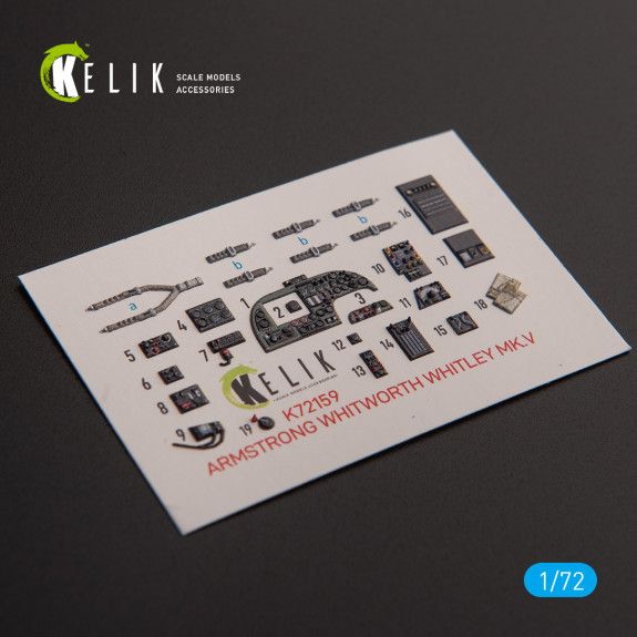 1/72 ARMSTRONG WHITWORTH WHITLEY MK.V - interior 3D decals for Airfix kit