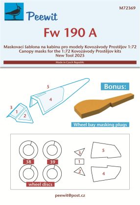 1:72 Fw-190 wheels and canopy frame paint masks AND wheel bay masking plugs