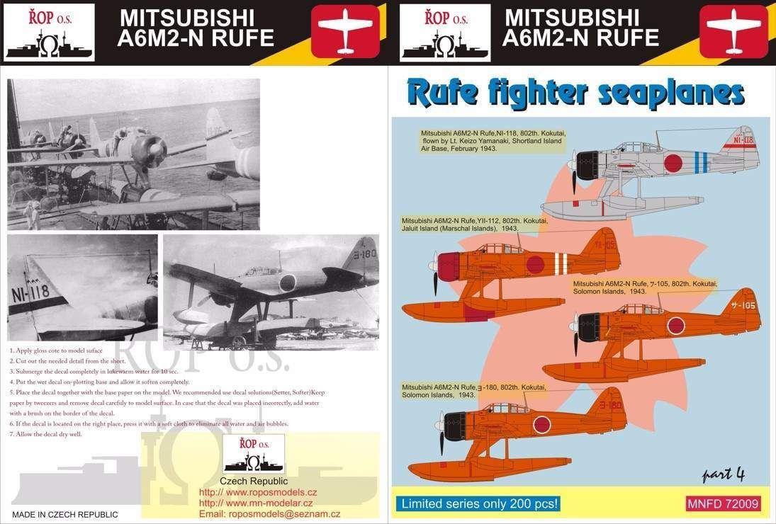1:72 Mitsubishi A6M2-N Rufe - Rufe fighter seaplanes