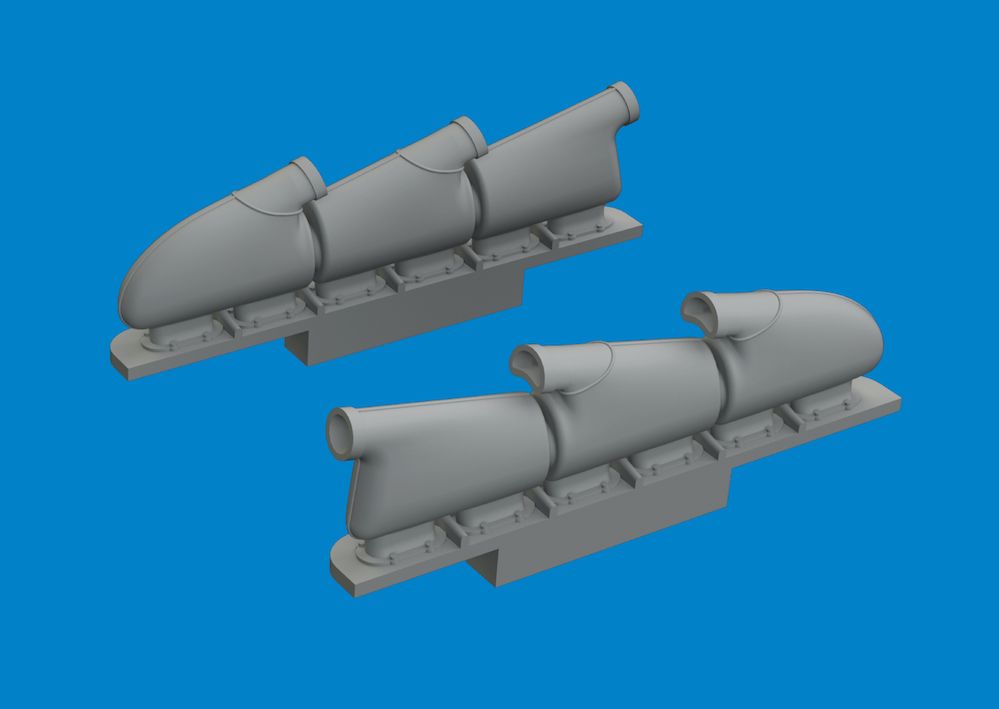 1:72 Spitfire Mk.V three-stacks exhaust rounded