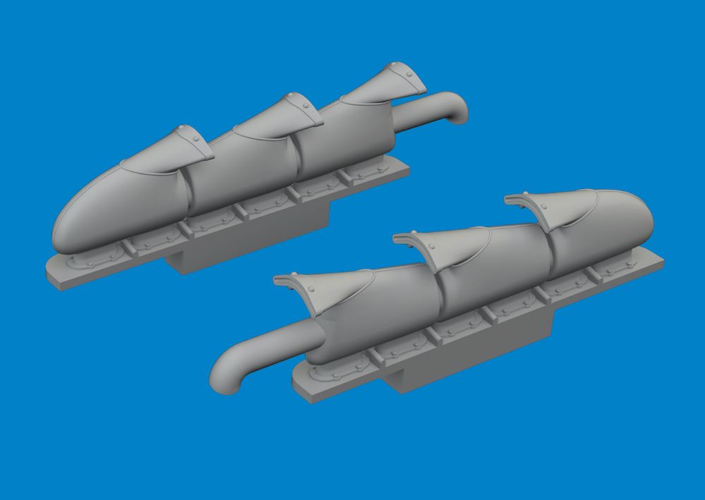 1:72 Spitfire Mk.V three-stacks exhaust fishtail