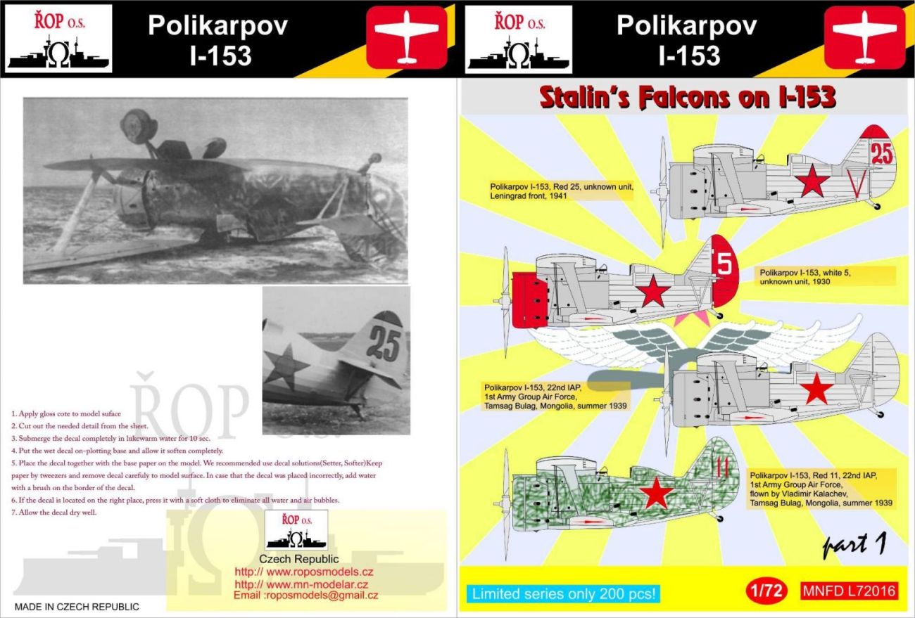 1:72 Polikarpov I-153 - Stalin's Falcons on I-153