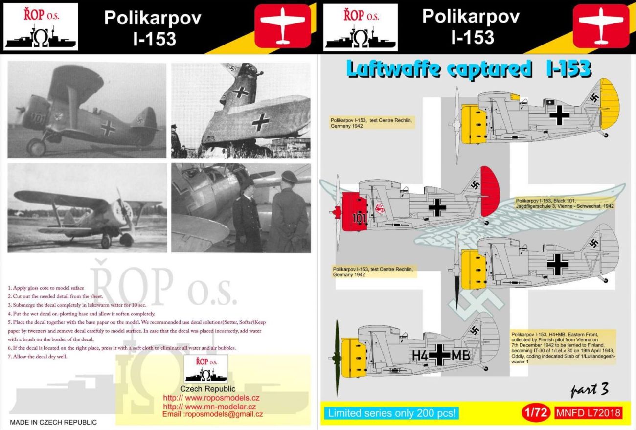 1:72 Polikarpov I-153 - Luftwaffe captured I-153