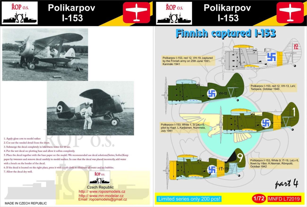 1:72 Polikarpov I-153 - Finnish captured I-153