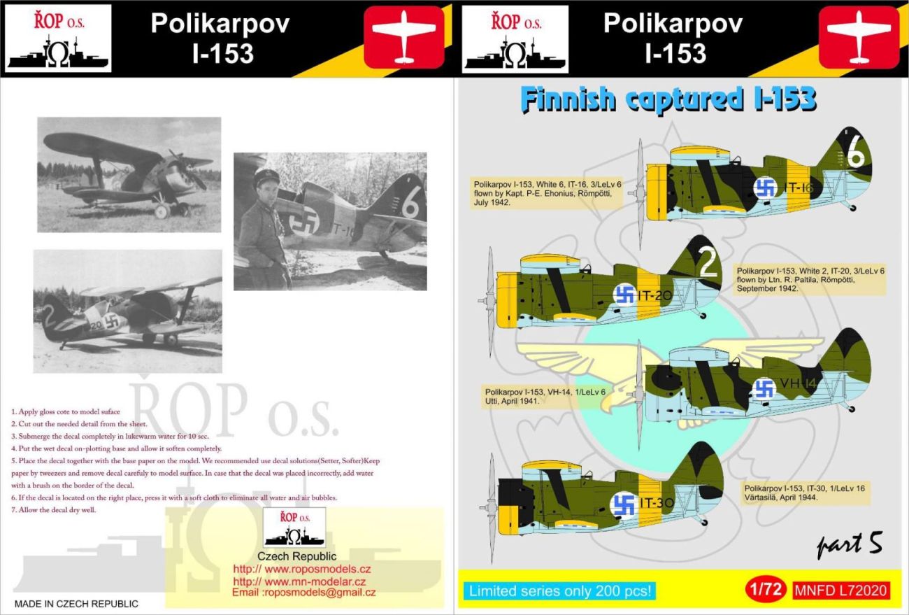 1:72 Polikarpov I-153 - Finnish captured I-153