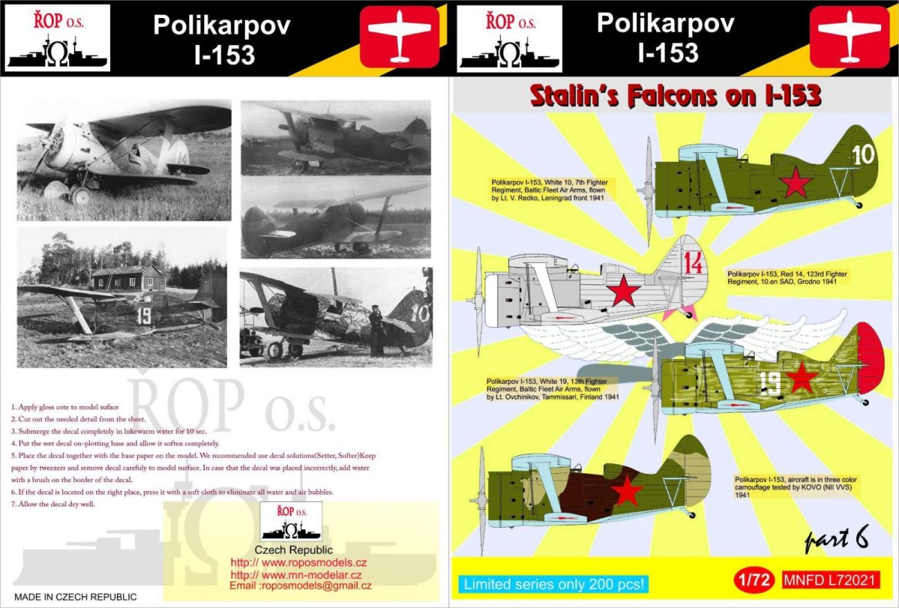1:72 Polikarpov I-153 - Stalin's Falcons on I-153