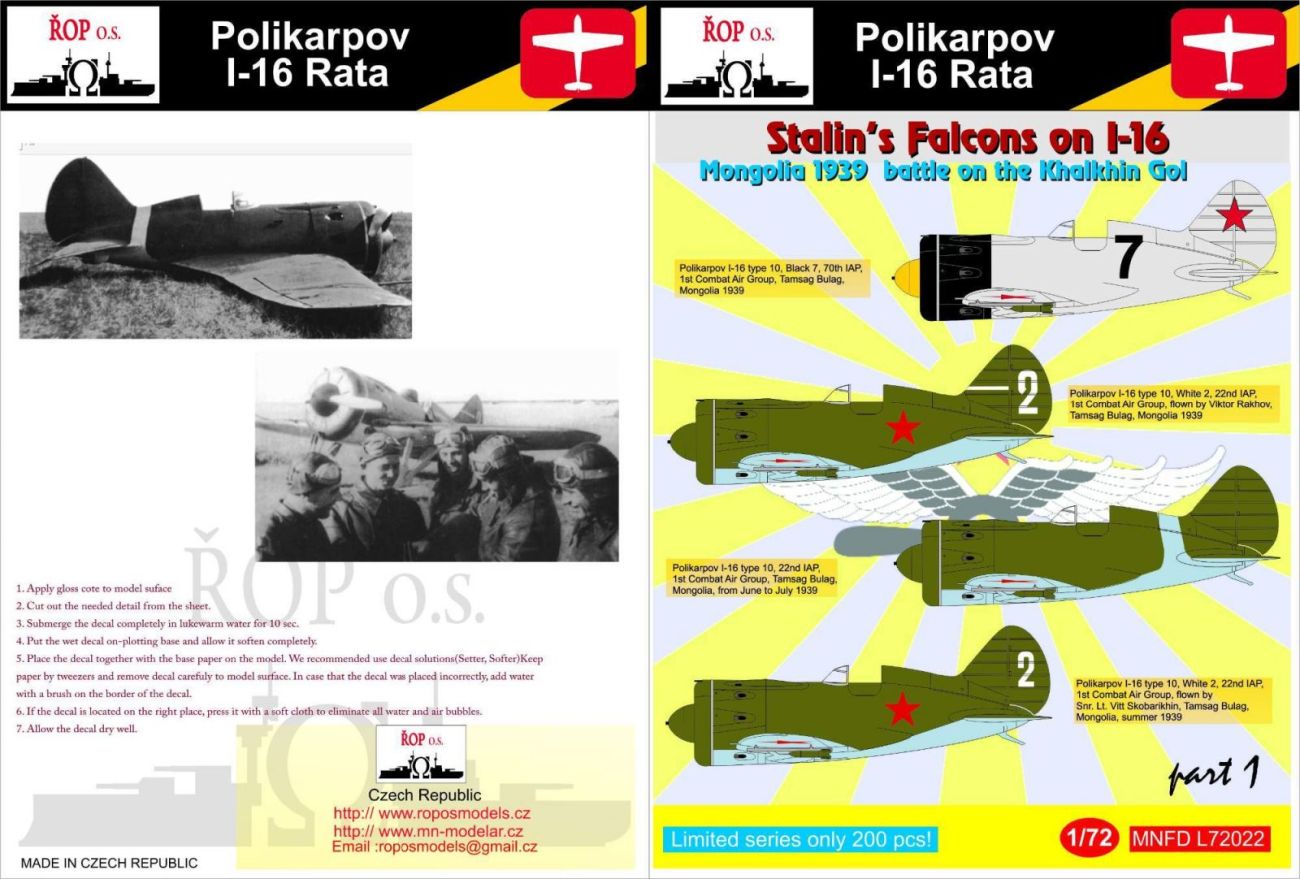 1:72 Polikarpov I-16 Rata - Stalin's Falcons on I-16