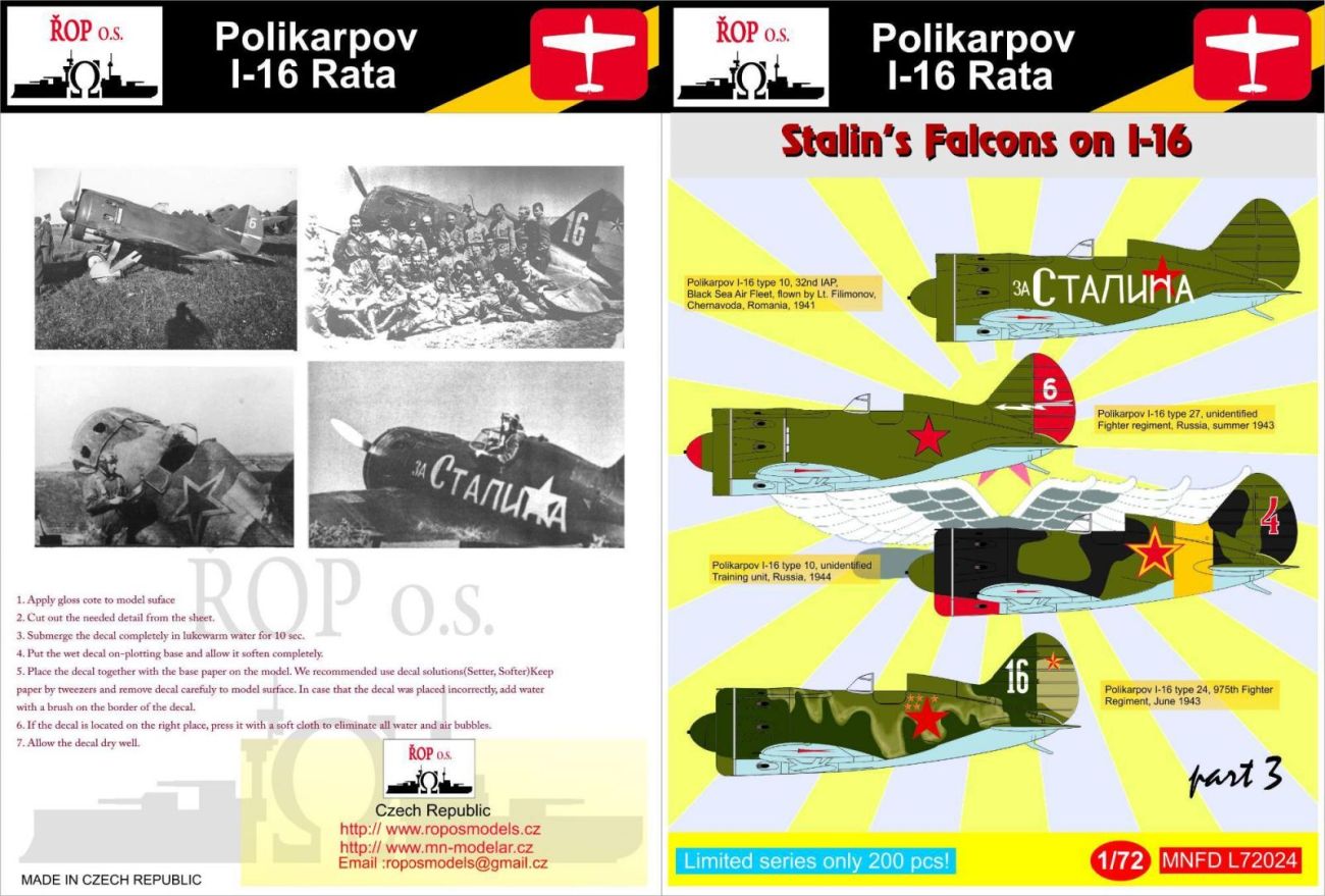 1:72 Polikarpov I-16 Rata - Stalin's Falcons on I-16