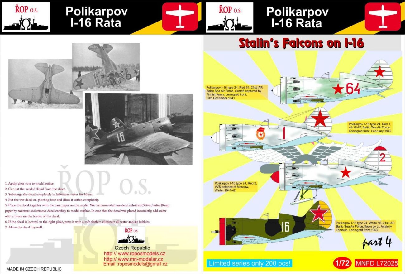 1:72 Polikarpov I-16 Rata - Stalin's Falcons on I-16