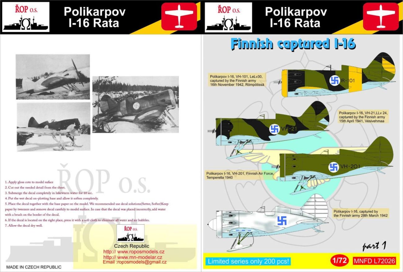 1:72 Polikarpov I-16 Rata - Finnish captured I-16