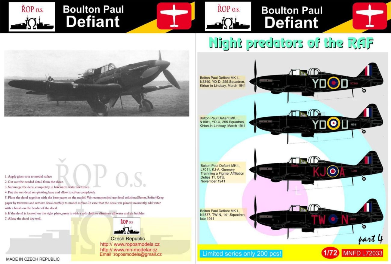 1:72 Boulton Paul Defiant - Night predators of the RAF