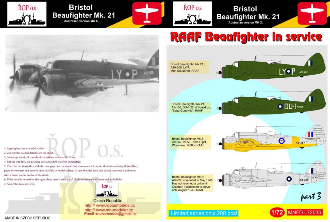 1:72 Bristol Beaufighter Mk. 21  - RAAF Beaufighter in service