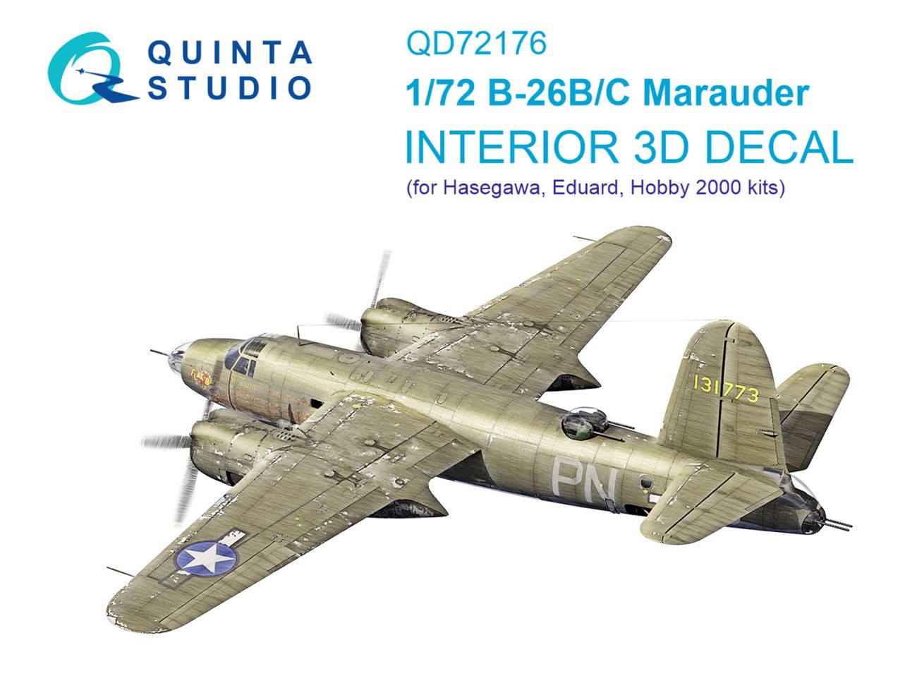 1:72 B-26B Marauder 3D-Printed & coloured Interior on decal paper (Hasegawa/ Eduard/ Hobby2000)