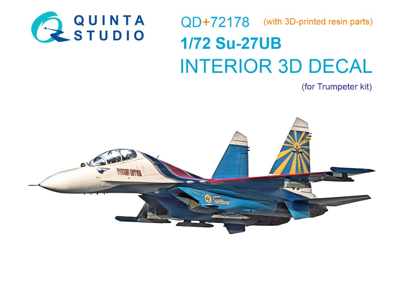 1:72 Su-27UB 3D-Printed & coloured Interior on decal paper (Trumpeter) (with 3D-printed resin part)