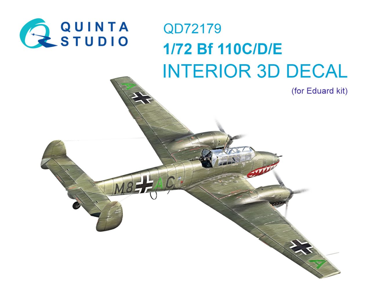 1:72 Bf 110C/D/E 3D-Printed & coloured Interior on decal paper (Eduard)