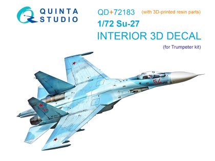 1:72 Su-27 3D-Printed & coloured Interior on decal paper (Trumpeter) (with 3D-printed resin part)