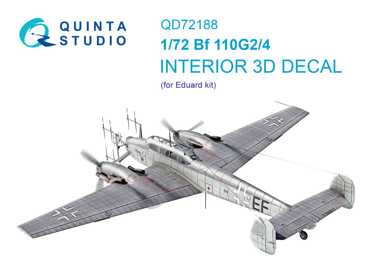 1:72 Bf 110G2/4 3D-Printed & coloured Interior on decal paper (Eduard)