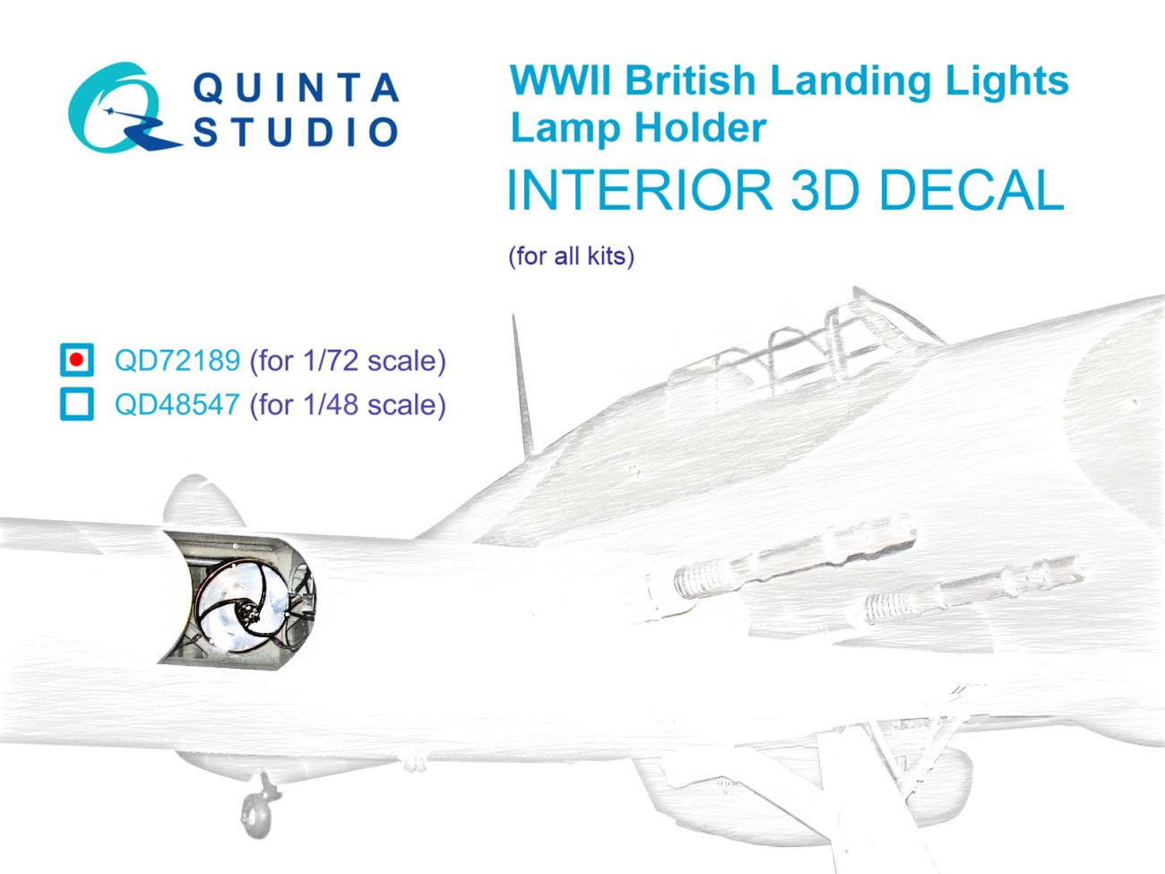 1:72 Lamp holder for WWII British landing lights 3D-Printed & coloured Interior on decal paper (All kits)