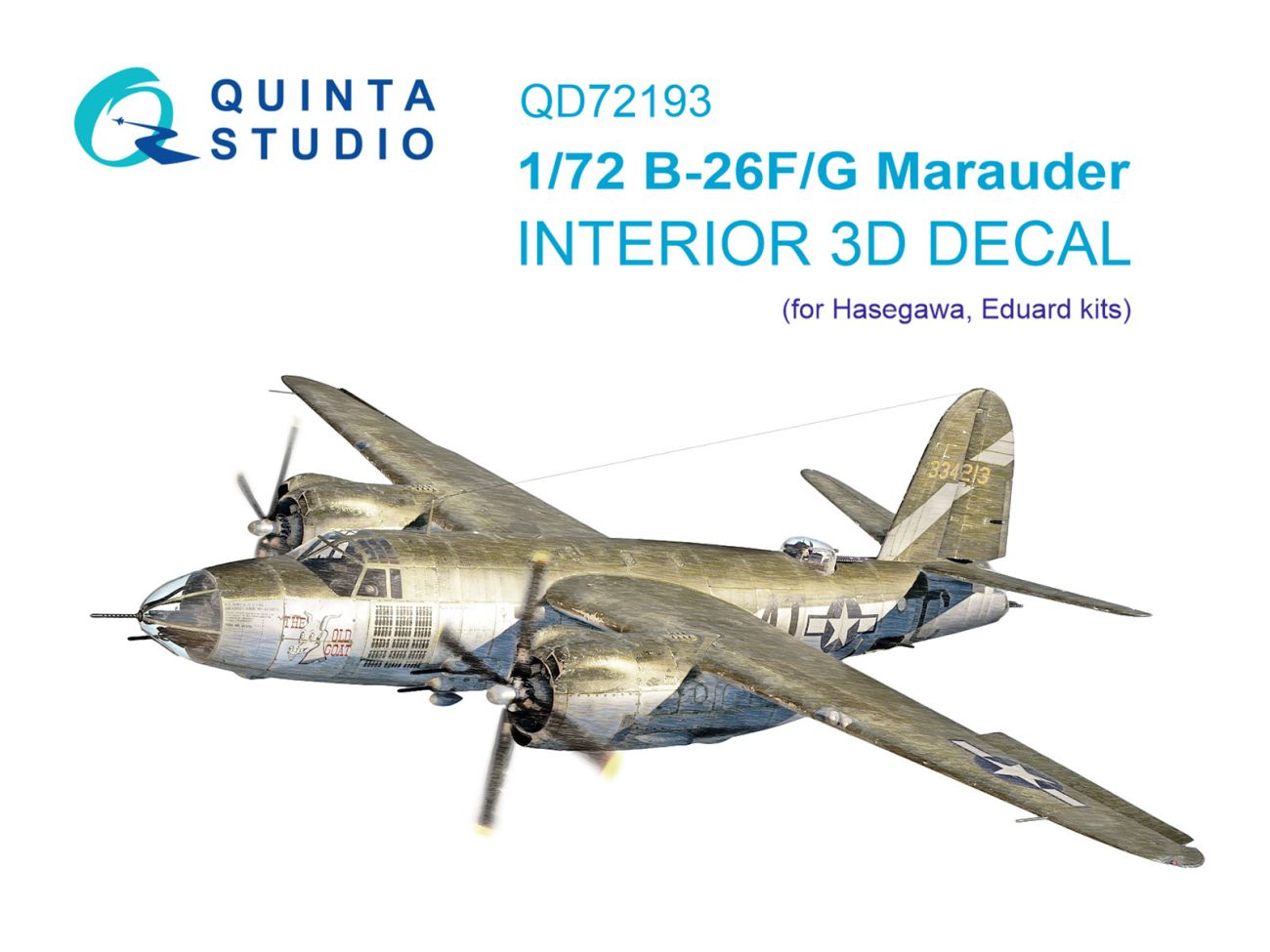 1:72 B-26F/G Marauder 3D-Printed & coloured Interior on decal paper (Hasegawa)