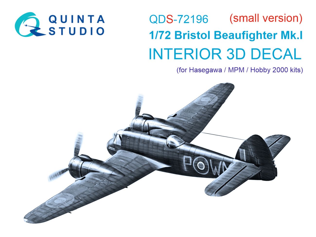 1:72 Bristol Beaufighter Mk.I 3D-Printed & coloured Interior on decal paper (Hasegawa/MPM/Hobby2000) (small version)