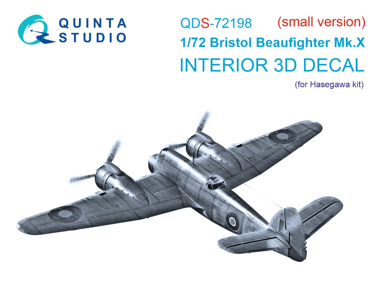 1:72 Bristol Beaufighter Mk.X 3D-Printed & coloured Interior on decal paper (Hasegawa) (small version)