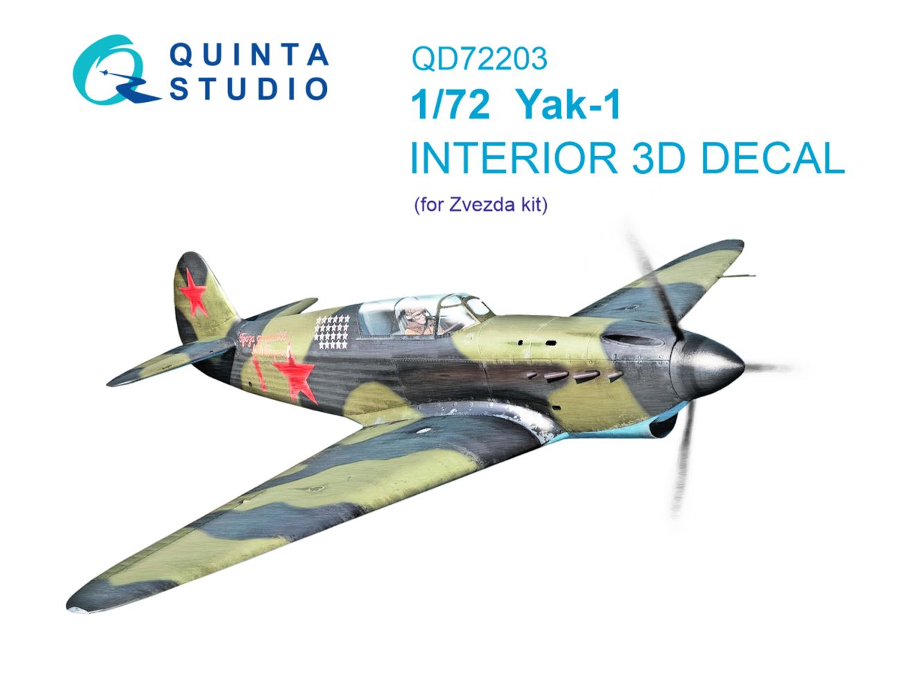 1:72 Yak-1 3D-Printed & coloured Interior on decal paper (Zvezda)