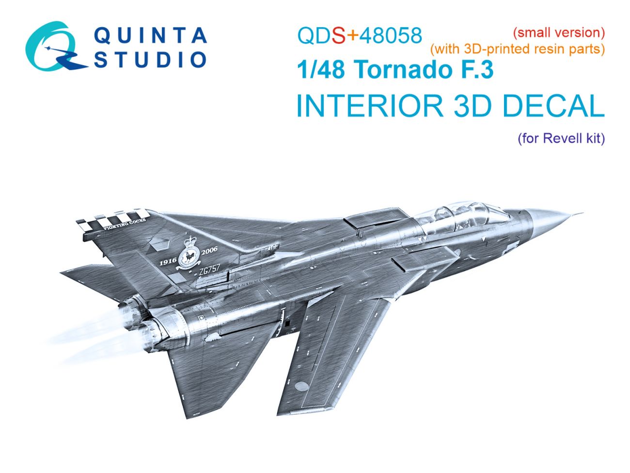 1:48 Tornado F.3 3D-Printed & coloured Interior on decal paper (Revell) (small version) (with 3D-printed resin parts)