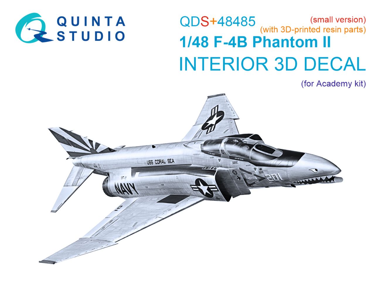 1:48 F-4B Phantom II 3D-Printed & coloured Interior on decal paper (Academy) (Small version) (with 3D-printed resin parts)