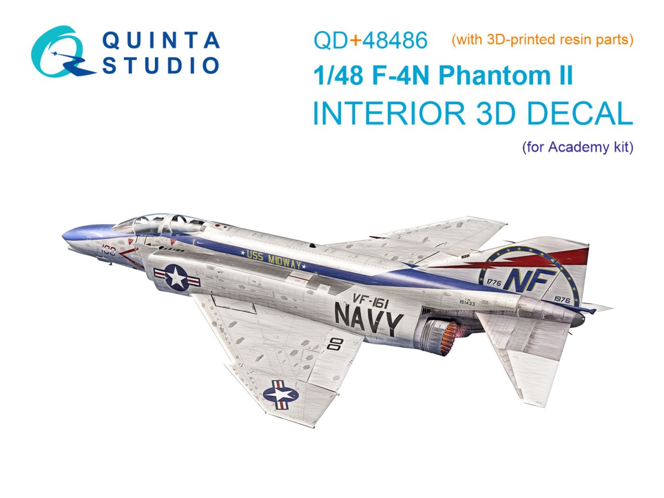 1:48 F-4N Phantom II 3D-Printed & coloured Interior on decal paper (Academy) (with 3D-printed resin parts)