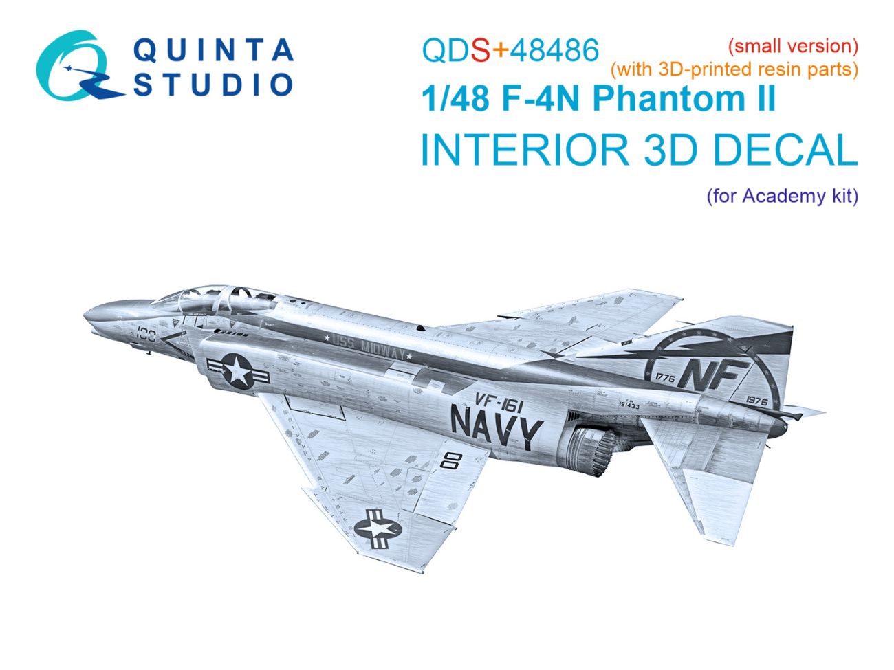 1:48 F-4N Phantom II 3D-Printed & coloured Interior on decal paper (Academy) (Small version) (with 3D-printed resin parts)