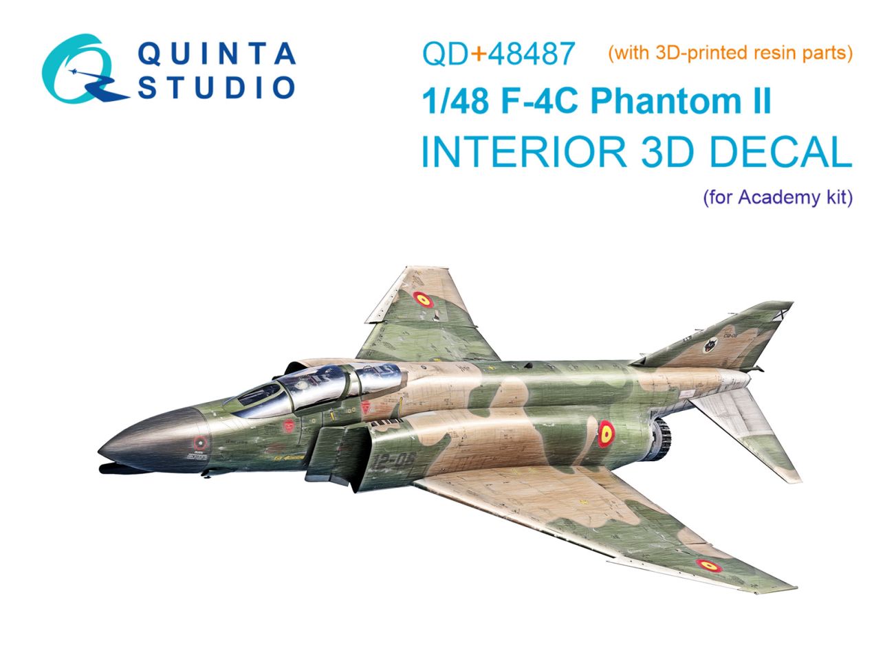 1:48 F-4C Phantom II 3D-Printed & coloured Interior on decal paper (Academy) (with 3D-printed resin parts)