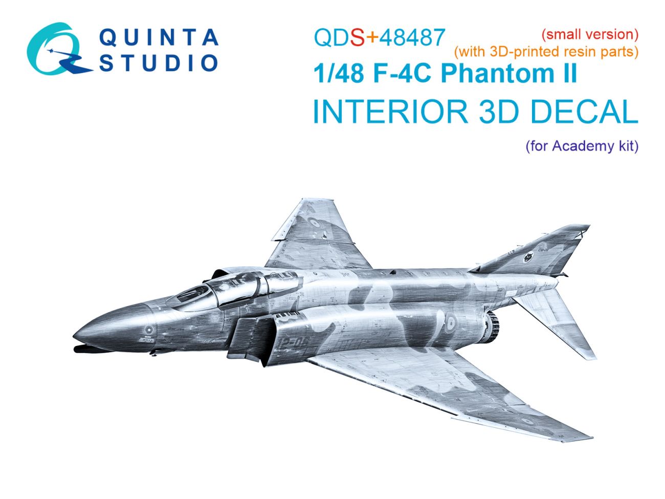 1:48 F-4C Phantom II 3D-Printed & coloured Interior on decal paper (Academy) (Small version) (with 3D-printed resin parts)