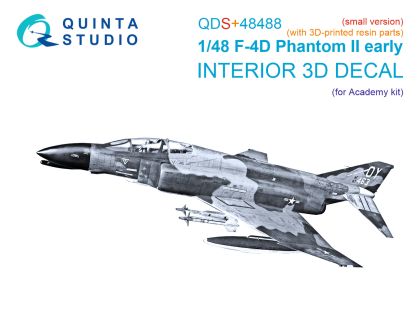1:48 F-4D early Phantom II 3D-Printed & coloured Interior on decal paper (Academy) (Small version) (with 3D-printed resin parts)