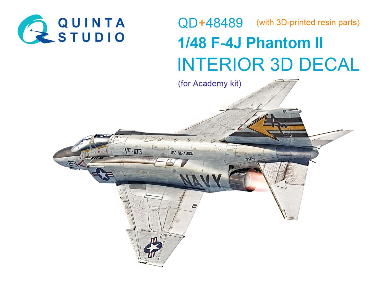 1:48 F-4J Phantom II 3D-Printed & coloured Interior on decal paper (Academy) (with 3D-printed resin parts)