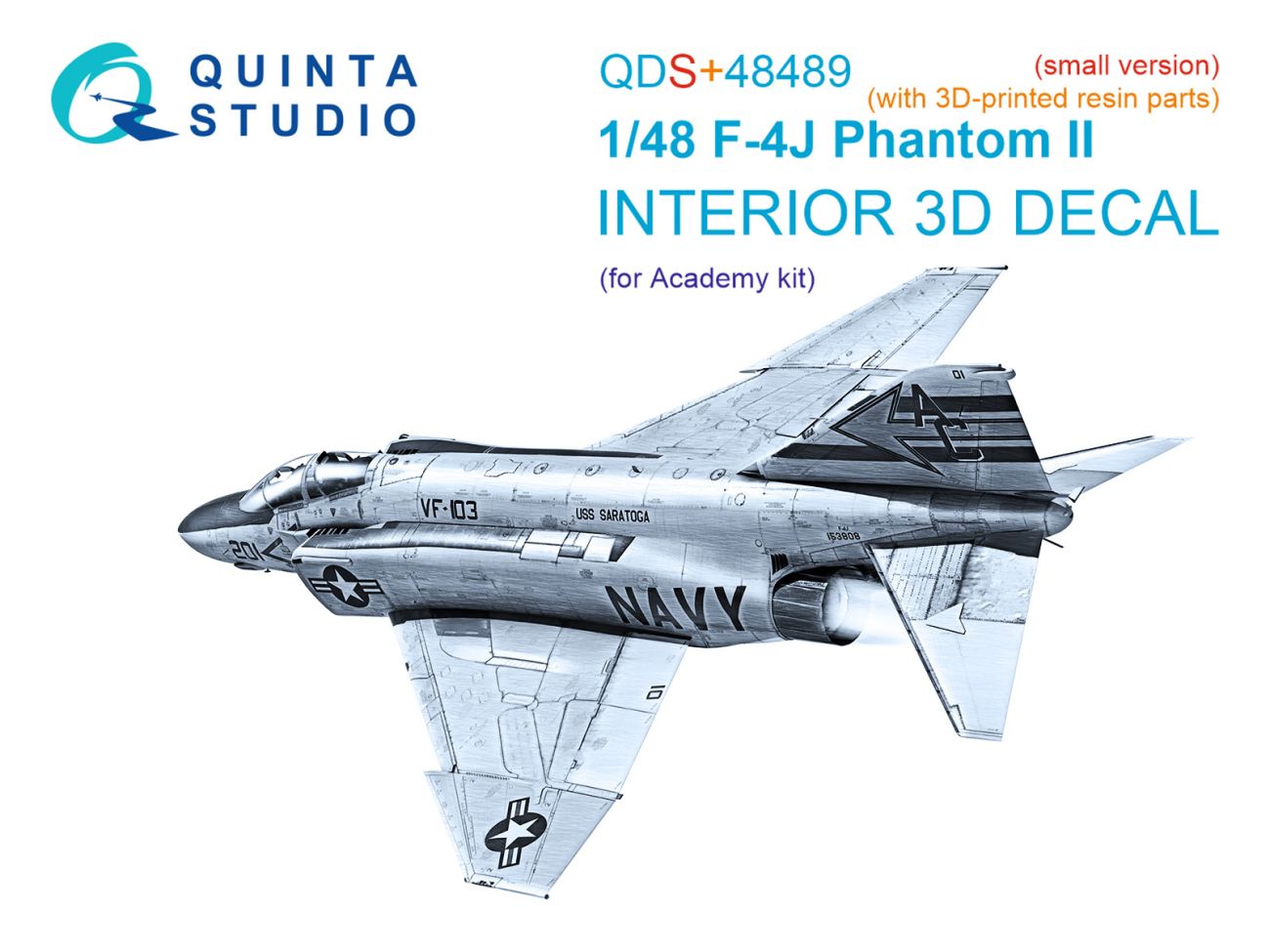 1:48 F-4J Phantom II 3D-Printed & coloured Interior on decal paper (Academy) (Small version) (with 3D-printed resin parts)