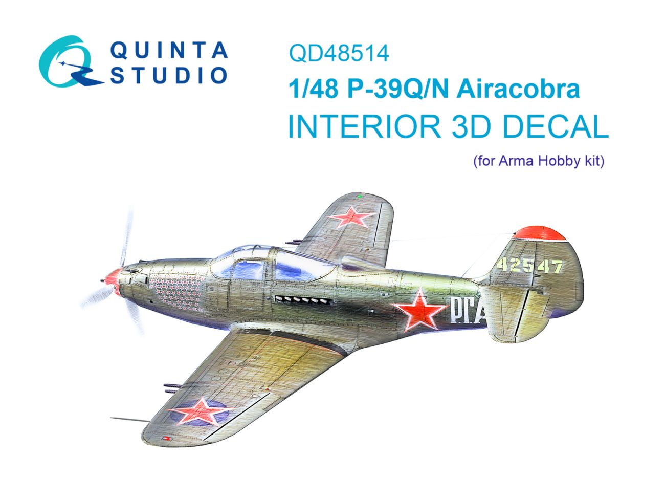 1:48 P-39Q/N Airacobra 3D-Printed & coloured Interior on decal paper (Arma Hobby)