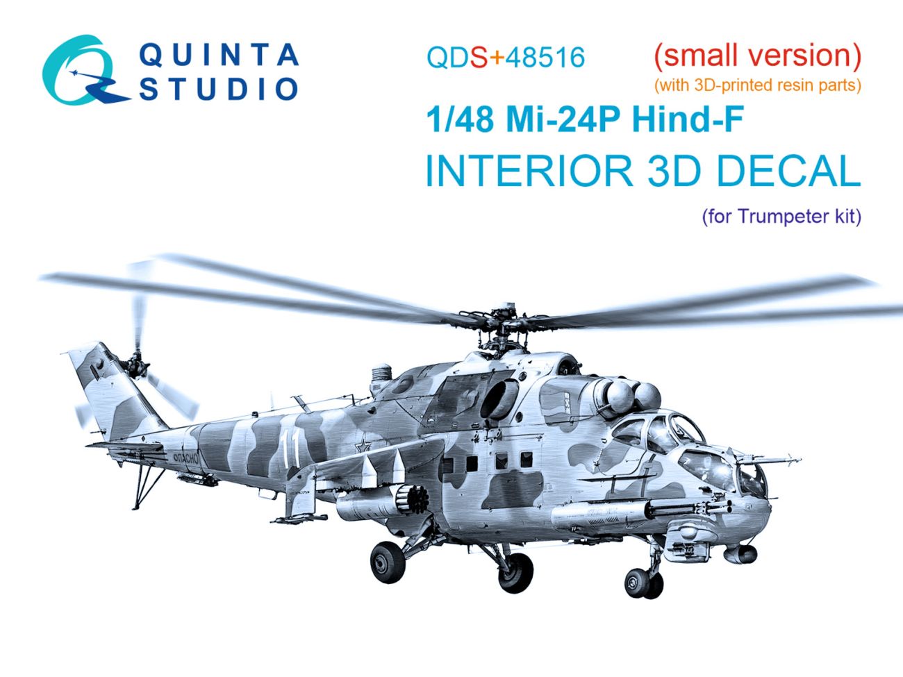 1:48 Mi-24P Hind-F 3D-Printed & coloured Interior on decal paper (Trumpeter) (small version) (with 3D-printed resin parts)