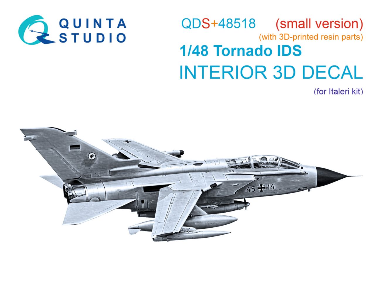 1:48 Tornado IDS 3D-Printed & coloured Interior on decal paper (Italeri) (small version) (with 3D-printed resin parts)