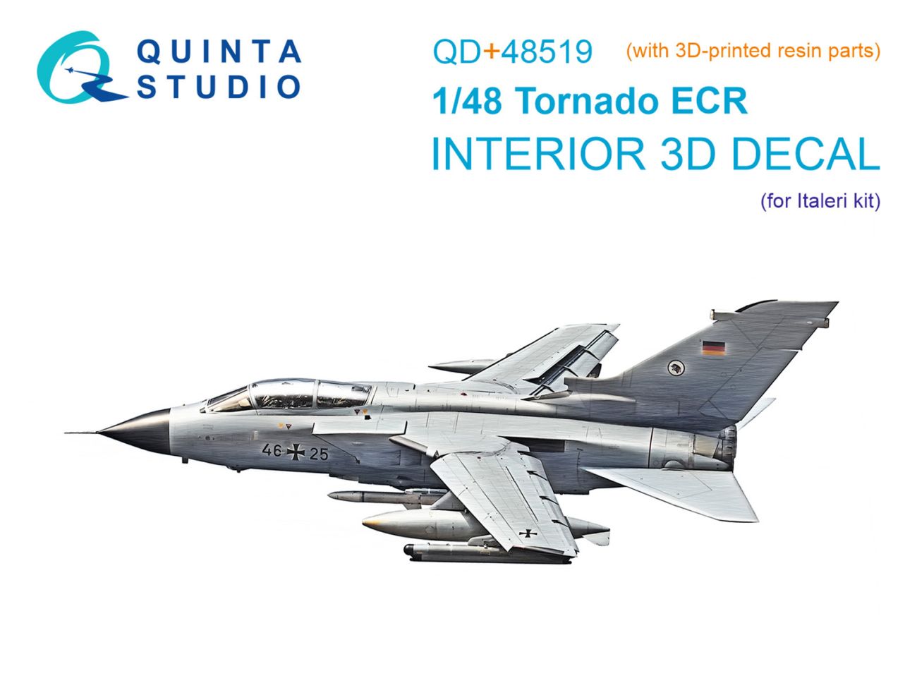1:48 Tornado ECR 3D-Printed & coloured Interior on decal paper (Italeri) (with 3D-printed resin parts)