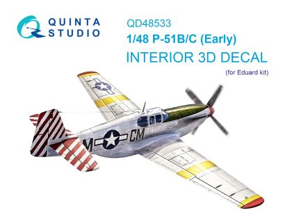 1:48 P-51B/C Mustang Early 3D-Printed & coloured Interior on decal paper (Eduard)