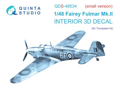 1:48 Fairey Fulmar Mk.II 3D-Printed & coloured Interior on decal paper (Trumpeter) (small version)