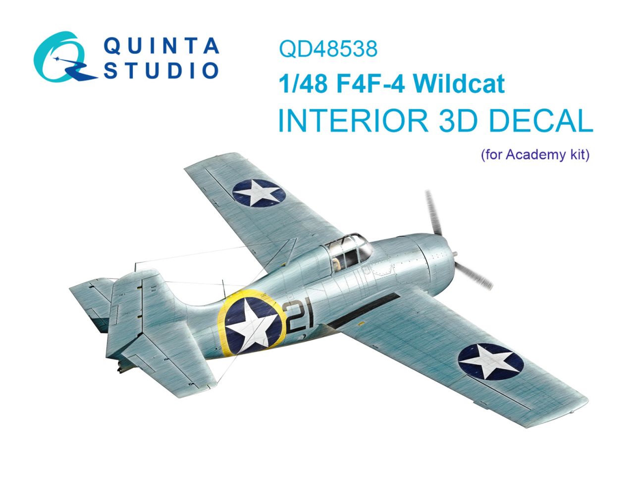 1:48 F4F-4 Wildcat 3D-Printed & coloured Interior on decal paper (Academy)