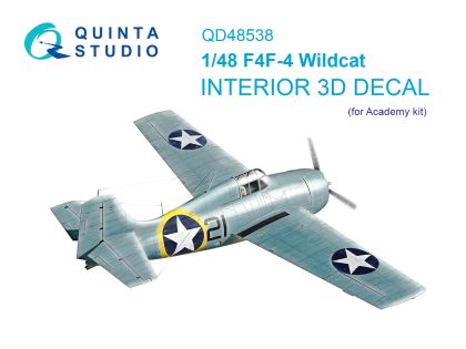 1:48 F4F-4 Wildcat 3D-Printed & coloured Interior on decal paper (Academy)